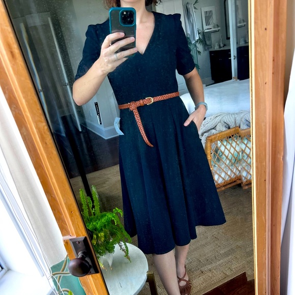 Marine navy fit and flare dress - Picture 1 of 12